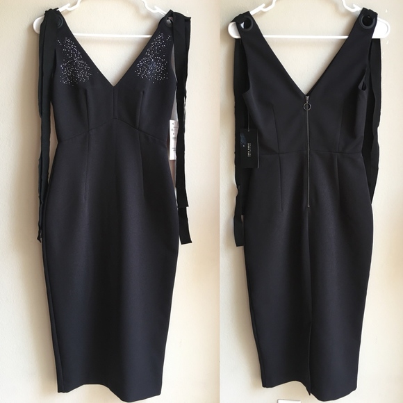 Zara Dresses & Skirts - NWT ZARA Embellished V-Neck Midi Tie Up Dress XS